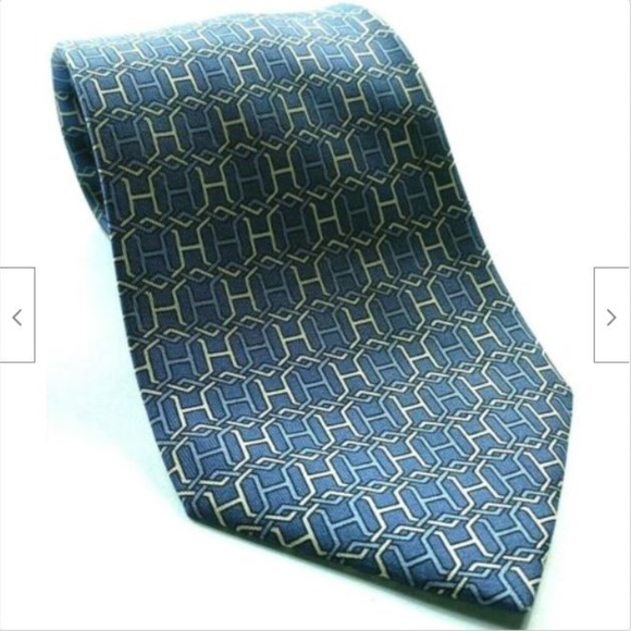 Hermes Other - Hermes Blue White Chain Link Necktie 100% Silk